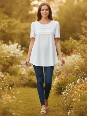 Offeefan Short Sleeve Casual Blouse Medium